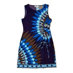 Dress Barn Mod Floral Print Ruched Tie Shift Dress